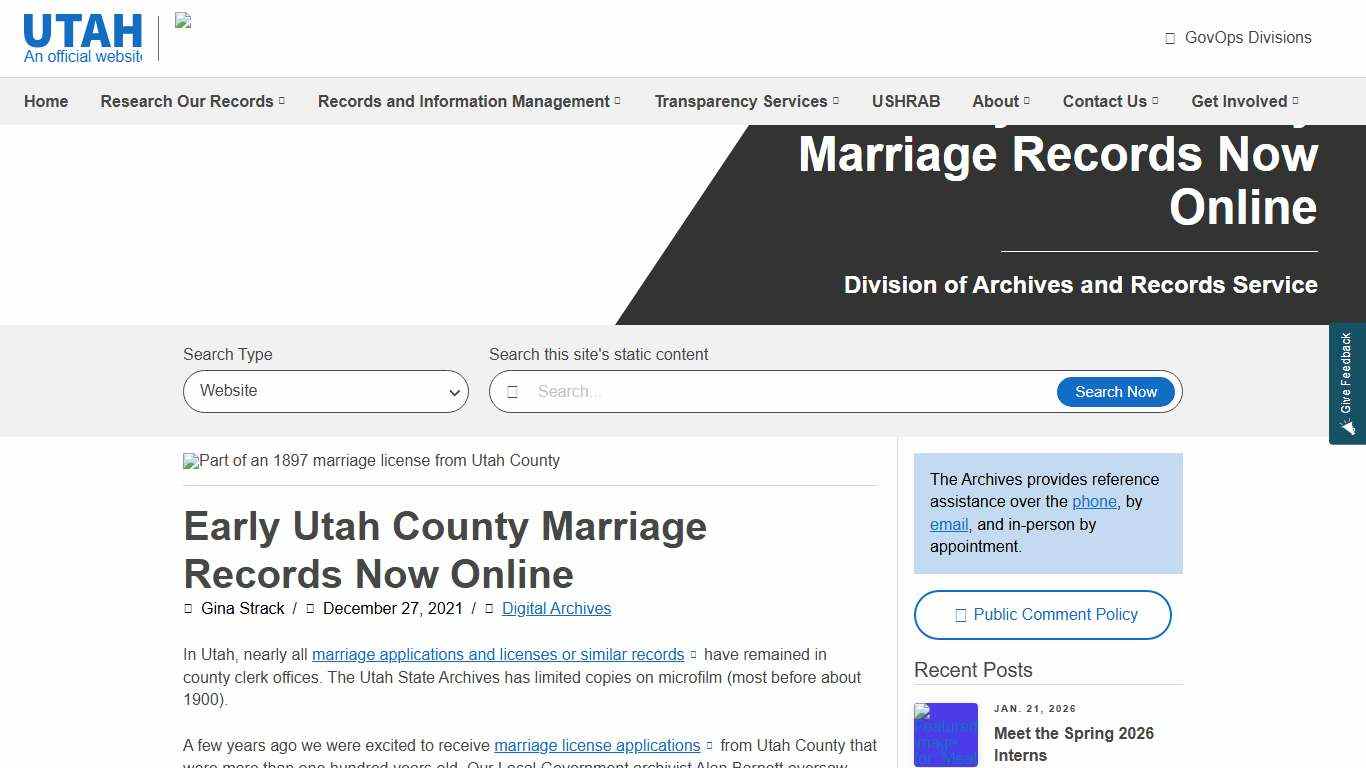 Early Utah County Marriage Records Now Online Utah Division of Archives and Records Service